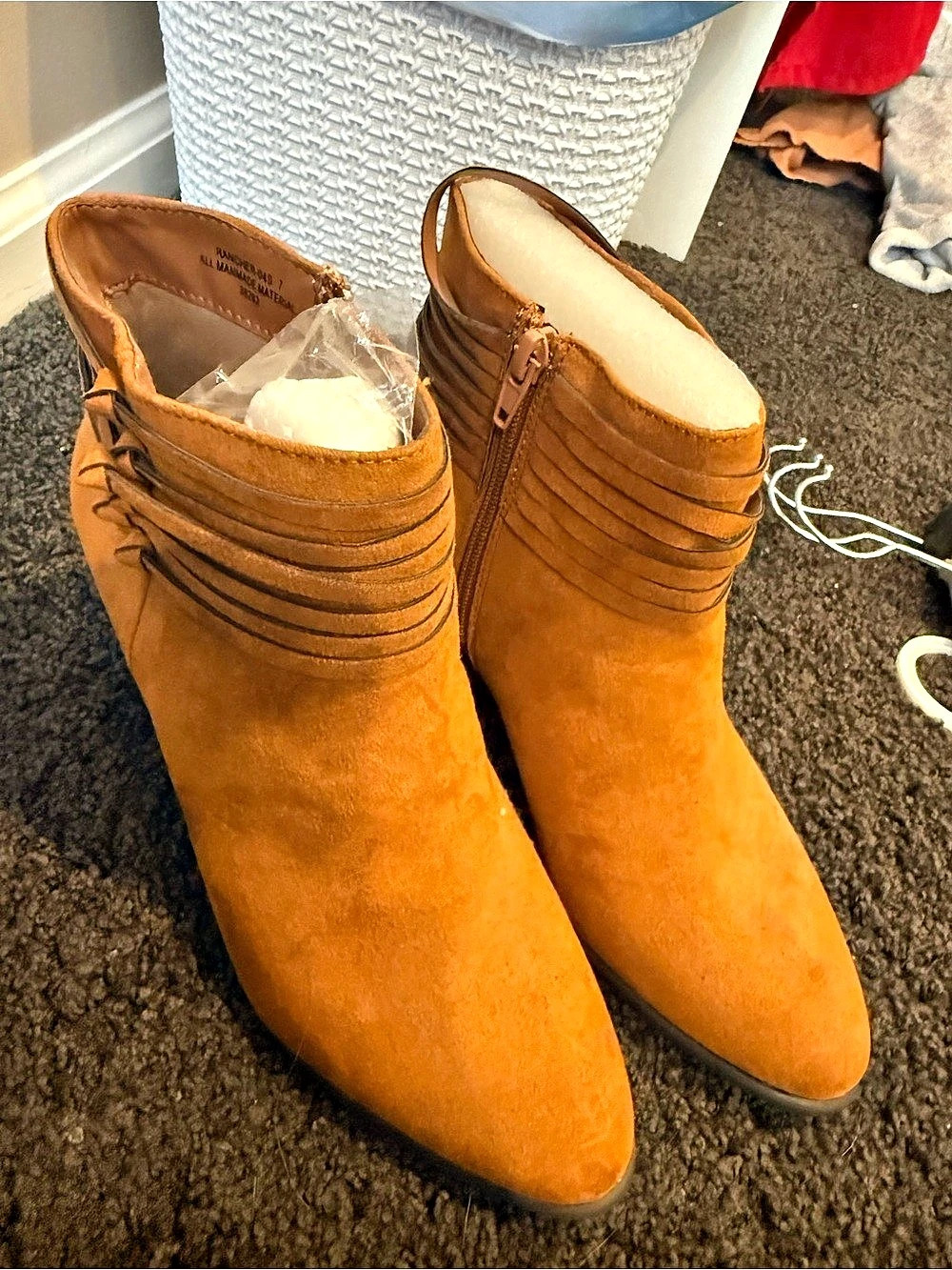 Bamboo Pointed Toe Heeled Ankle Boots in Orange